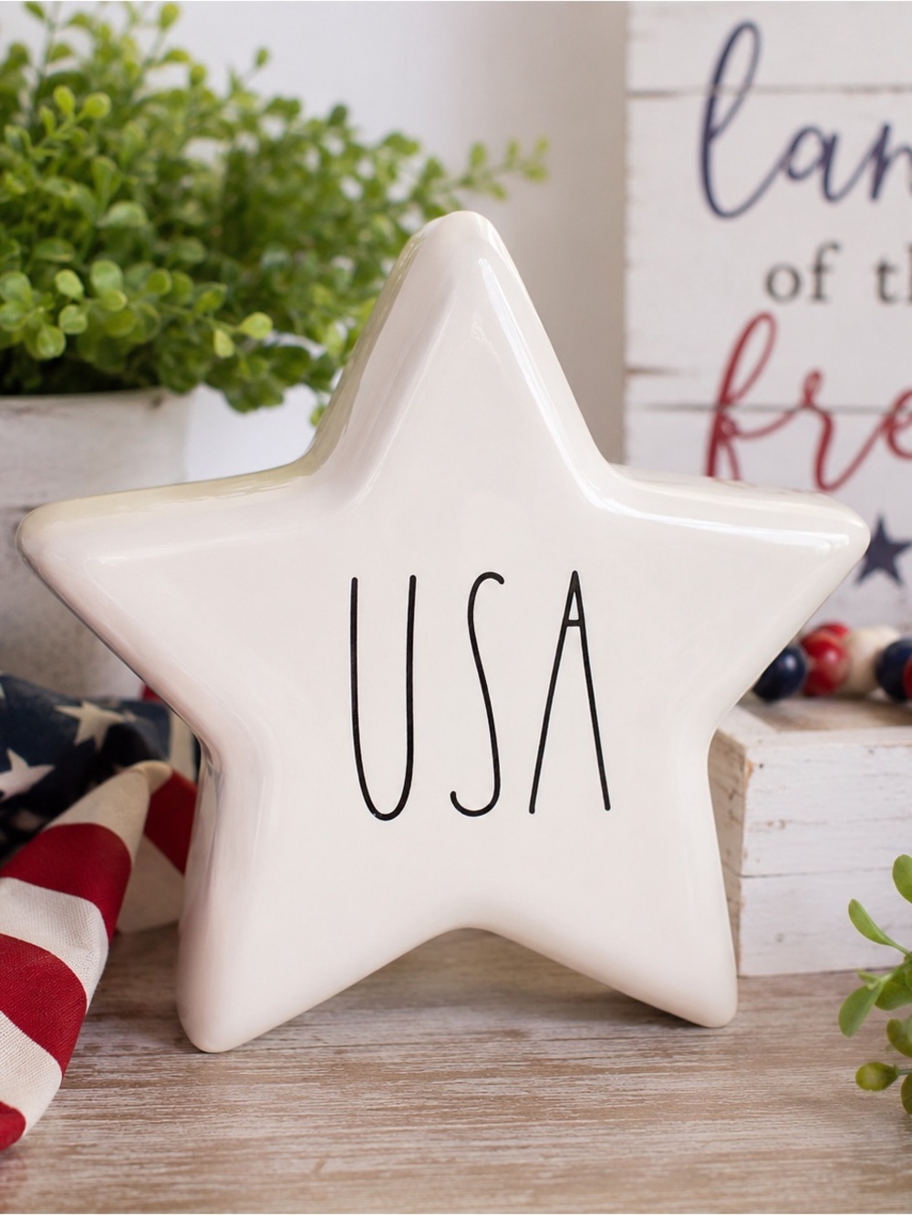 Rae Dunn “USA” White Star Patriotic Decor 🇺🇸 NEW